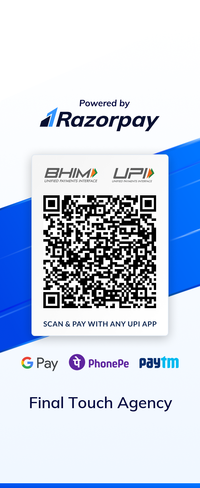 FINAL TOUCH AGENCY UPI payment QR code
